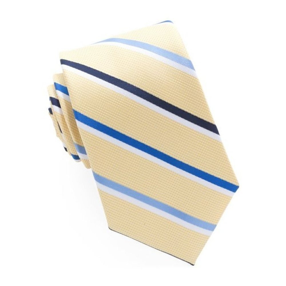 Nautica Mens Elisalde Yellow Blue Striped Pattern Classic Tie Workwear New